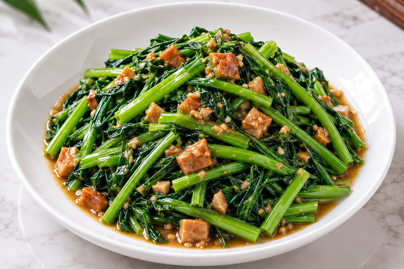 Stir Fried Water Spinach with Fermented Bean Curd 腐乳炒空心菜